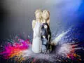 Anioł Apple & Ella - granat -  18 x 10 cm figurka dekoracyjna gipsowa