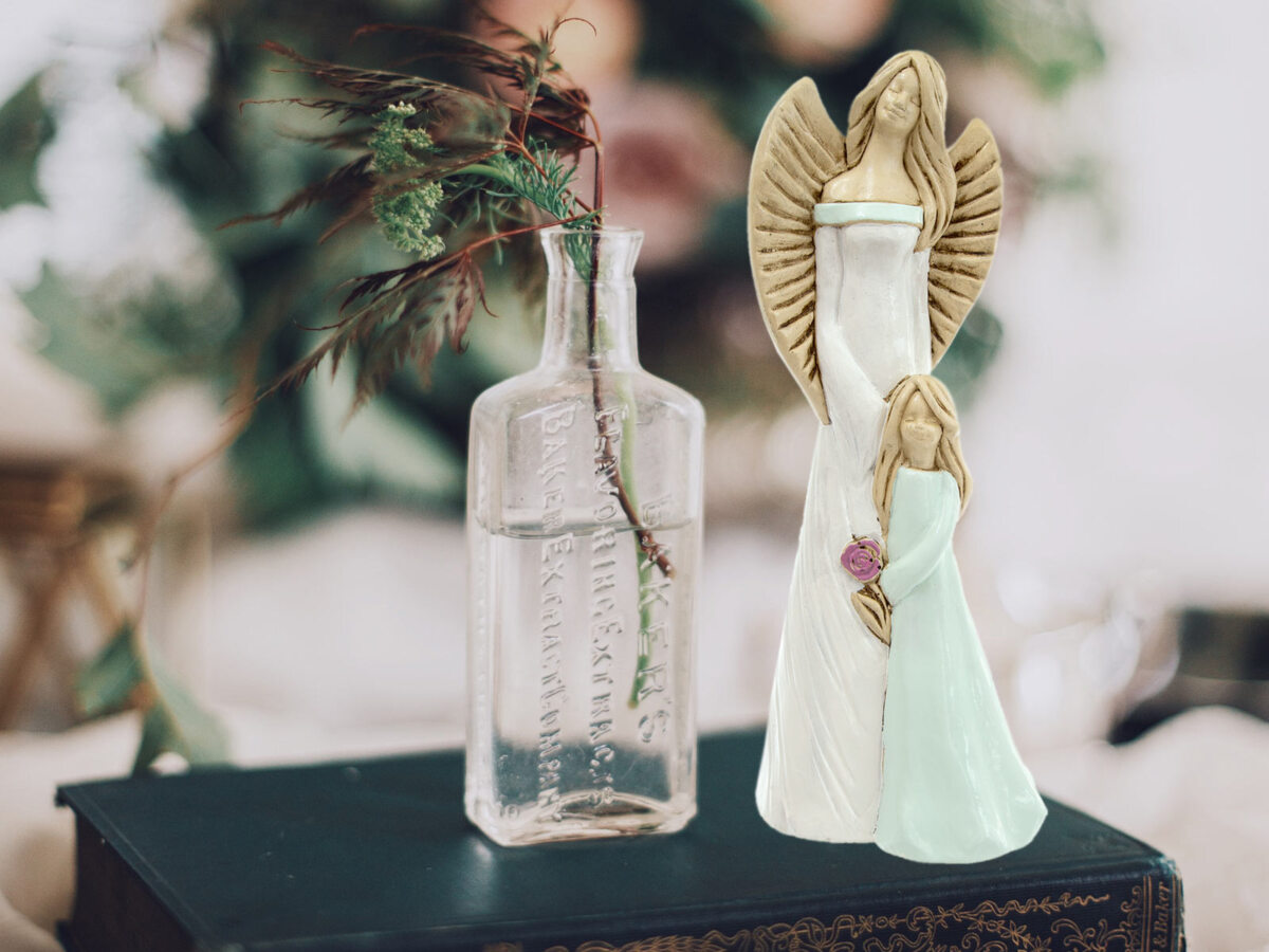 Anioł Hannah & Evelyn (Biały) - 32 cm figurka dekoracyjna gipsowa