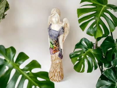 Anioł Victoria Art Leaf - szary -  62 x 19 cm figurka dekoracyjna gipsowa