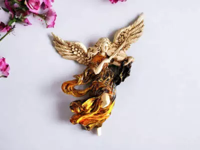 Anioł ze Skrzypcami - brąz -  25 x 33 cm figurka dekoracyjna gipsowa