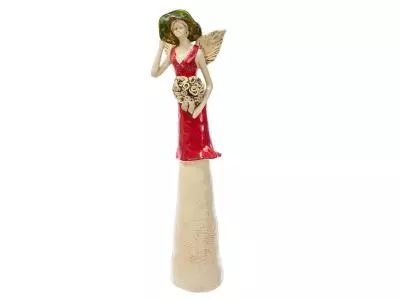 Anioł Chloe - czerwony -  50 x 15 cm figurka dekoracyjna gipsowa