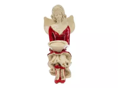 Aniołek Marion - czerwony -  15 cm figurka dekoracyjna gipsowa