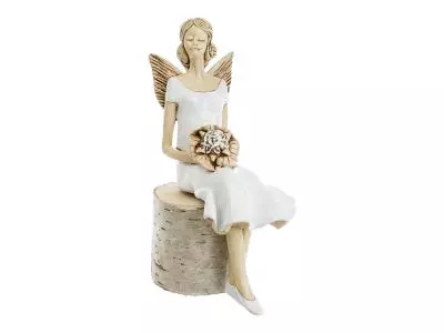 Anioł Pauline - biały -  20 x 9 cm figurka dekoracyjna gipsowa