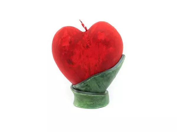 Świeca czerwone serce - duża -  11 x 13 cm świeca ozdobna