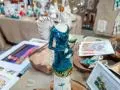 Anioł Mia - turkus -  40 x 16 cm figurka dekoracyjna gipsowa