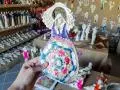Anioł Obfitości - fiolet niebieski -  31 x 16 cm figurka dekoracyjna gipsowa
