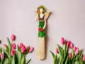 Anioł Chloe - zielony -  50 x 15 cm figurka dekoracyjna gipsowa