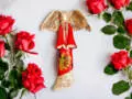 Anioł Clara Art Leaf - czerwony -  40 x 28 cm figurka dekoracyjna gipsowa
