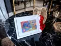 Andrea + Ramka - czerwona prawa -  13 x 18 cm figurka dekoracyjna gipsowa