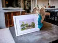 Andrea + Ramka Prosta - turkus prawa -  15 x 21 cm figurka dekoracyjna gipsowa