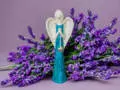 Anioł z Sercem - turkus -  35 x 15 cm figurka dekoracyjna gipsowa