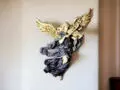 Anioł ze Skrzypcami - szary -  25 x 33 cm figurka dekoracyjna gipsowa
