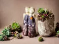Anioły Apple & Ella Art Leaf - szary brąz -  18 x 10 cm figurka dekoracyjna gipsowa
