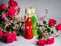 Anioły Apple & Ella - zielony czerwony -  18 x 10 cm figurka dekoracyjna gipsowa