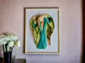 Kochające Anioły + ramka - wiszące turkus  -  35 x 21 cm figurka dekoracyjna gipsowa