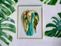 Kochające Anioły + ramka - wiszące turkus  -  35 x 21 cm figurka dekoracyjna gipsowa