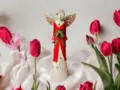 Anioł Lily - czerwony -  35 x 15 cm figurka dekoracyjna gipsowa