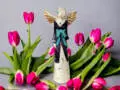 Anioł Lily - granat -  35 x 15 cm figurka dekoracyjna gipsowa
