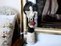 Anioł Mabel - czarny -  47 x 18 cm figurka dekoracyjna gipsowa