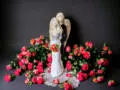 Miłujące Anioły - biało czarne -  37 x 12 cm figurka dekoracyjna gipsowa