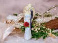 Miłujące Anioły - biało szare -  37 x 12 cm figurka dekoracyjna gipsowa