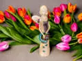 Anioł Sunday Rose - szary -  32 x 15 cm figurka dekoracyjna gipsowa