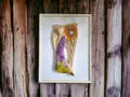 Anioł Xenylla Art Leaf - fiolet -  figurka dekoracyjna gipsowa