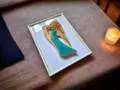 Anioł Xenylla + ramka - turkus -  figurka dekoracyjna gipsowa