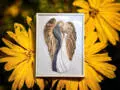 Zakochane Anioły + ramka - wiszące srebrne -  35 x 21 cm figurka dekoracyjna gipsowa