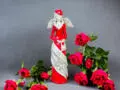 Anioł Charlotte - czerwony -  32 x 15 cm figurka dekoracyjna gipsowa