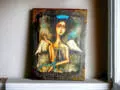 Anioł Wiolina - obraz na desce -  22.5 x 29.5 cm