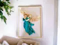 Anioł z Harfą - turkus -  25 x 33 cm figurka dekoracyjna gipsowa