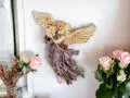 Anioł z Harfą - szary -  25 x 33 cm figurka dekoracyjna gipsowa