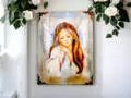 Anioł Dziewczynka - obraz na desce -  22.5 x 29.5 cm