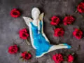 Aniołek Matilda  - turkus jasny -  15 cm figurka dekoracyjna gipsowa