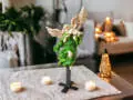 Anioł ze Skrzypcami - zielony -  25 x 33 cm figurka dekoracyjna gipsowa