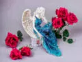 Anioł od Św. Rity - turkus -  47 x 25 cm figurka dekoracyjna gipsowa