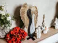 Zakochane Anioły - wiszące biało czarne -  35 x 21 cm figurka dekoracyjna gipsowa