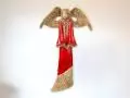 Anioł Clara - czerwony -  40 x 28 cm figurka dekoracyjna gipsowa