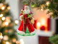 Mikołaj czerwony - dekoracja kształtka -  18 x 9 cm bombka choinkowa szklana