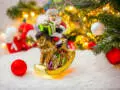 Mikołaj na koniku - dekoracja kształtka -  14 x 9 cm bombka choinkowa szklana
