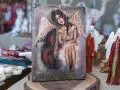Anioł Wiolina z wiolonczelą - obraz na desce -  22.5 x 29.5 cm