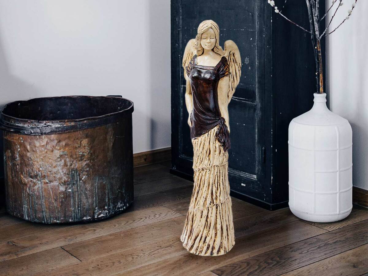 Anioł Victoria (Brązowy) - 62 x 19 cm figurka dekoracyjna gipsowa