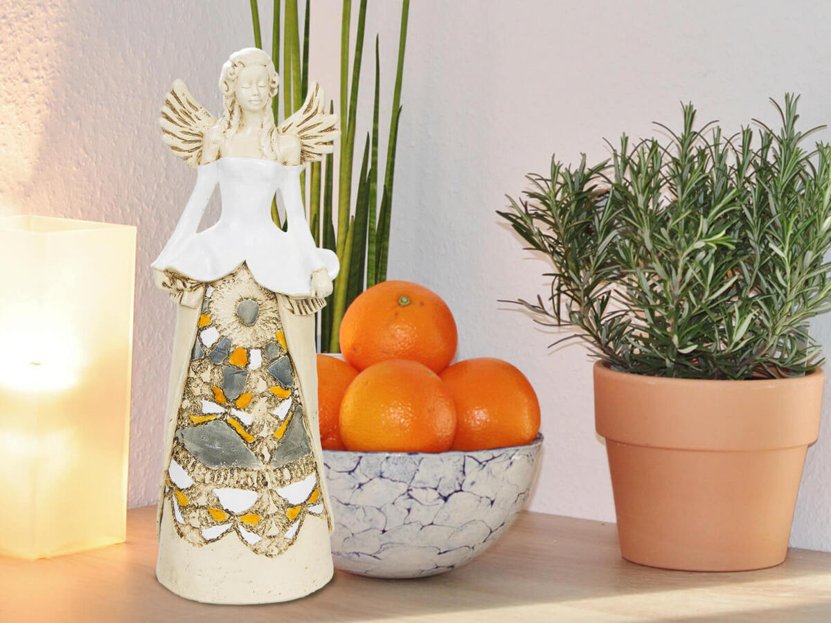 Anioł Anna (Biały) - 30 x 14 cm figurka dekoracyjna gipsowa