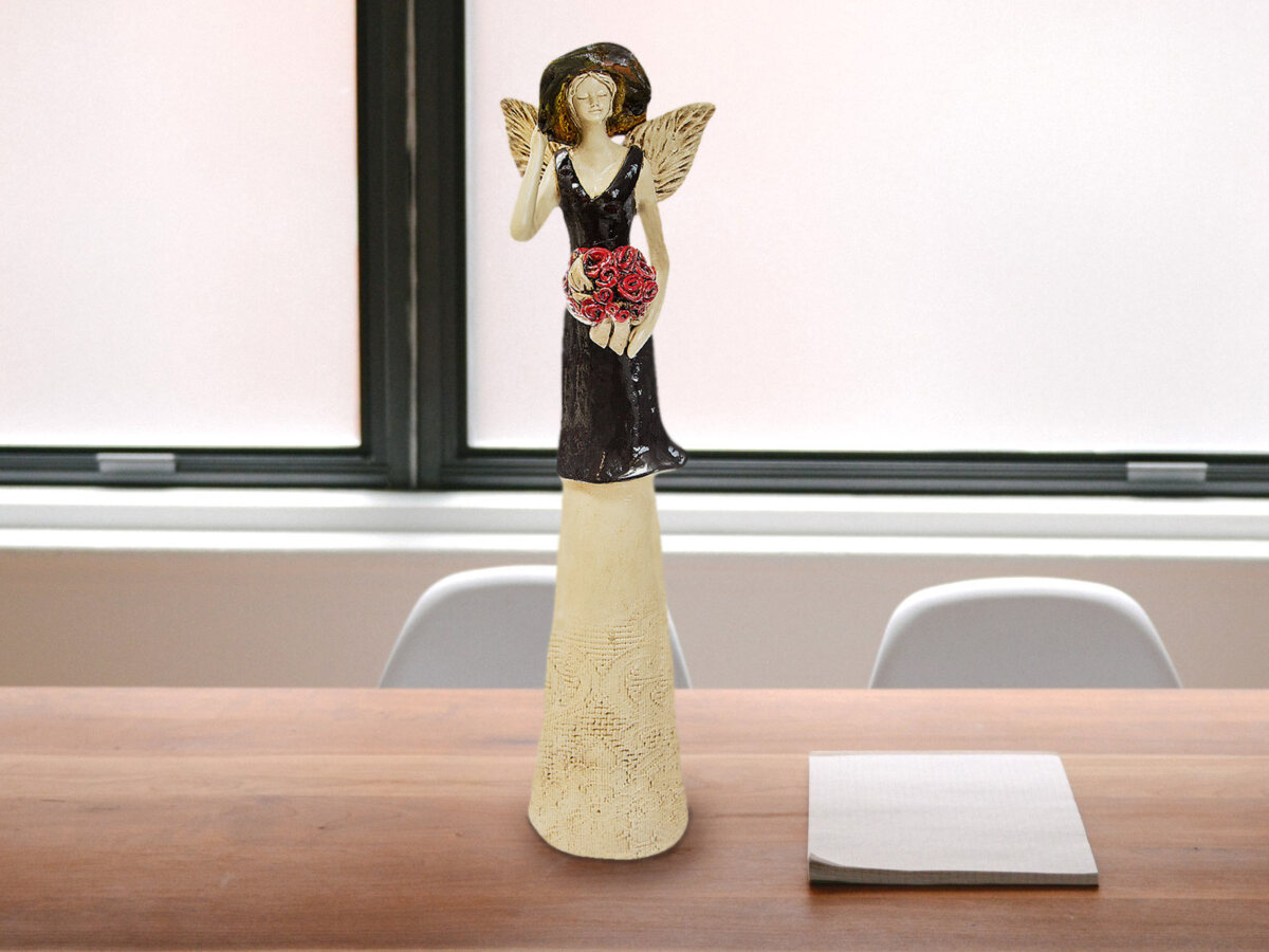 Anioł Chloe (Brązowy) - 50 x 15 cm figurka dekoracyjna gipsowa