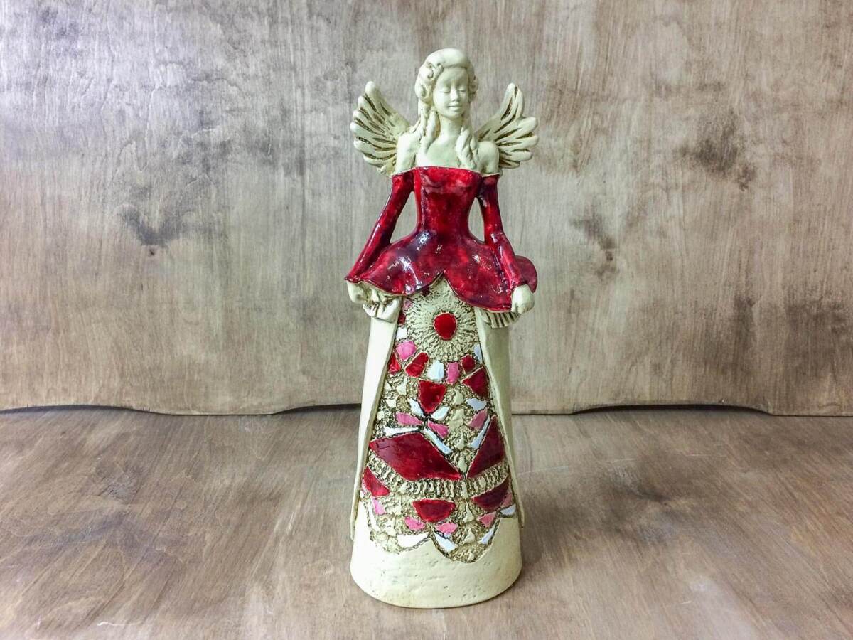 Anioł Anna (Rudy brąz) - 30 x 14 cm figurka dekoracyjna gipsowa