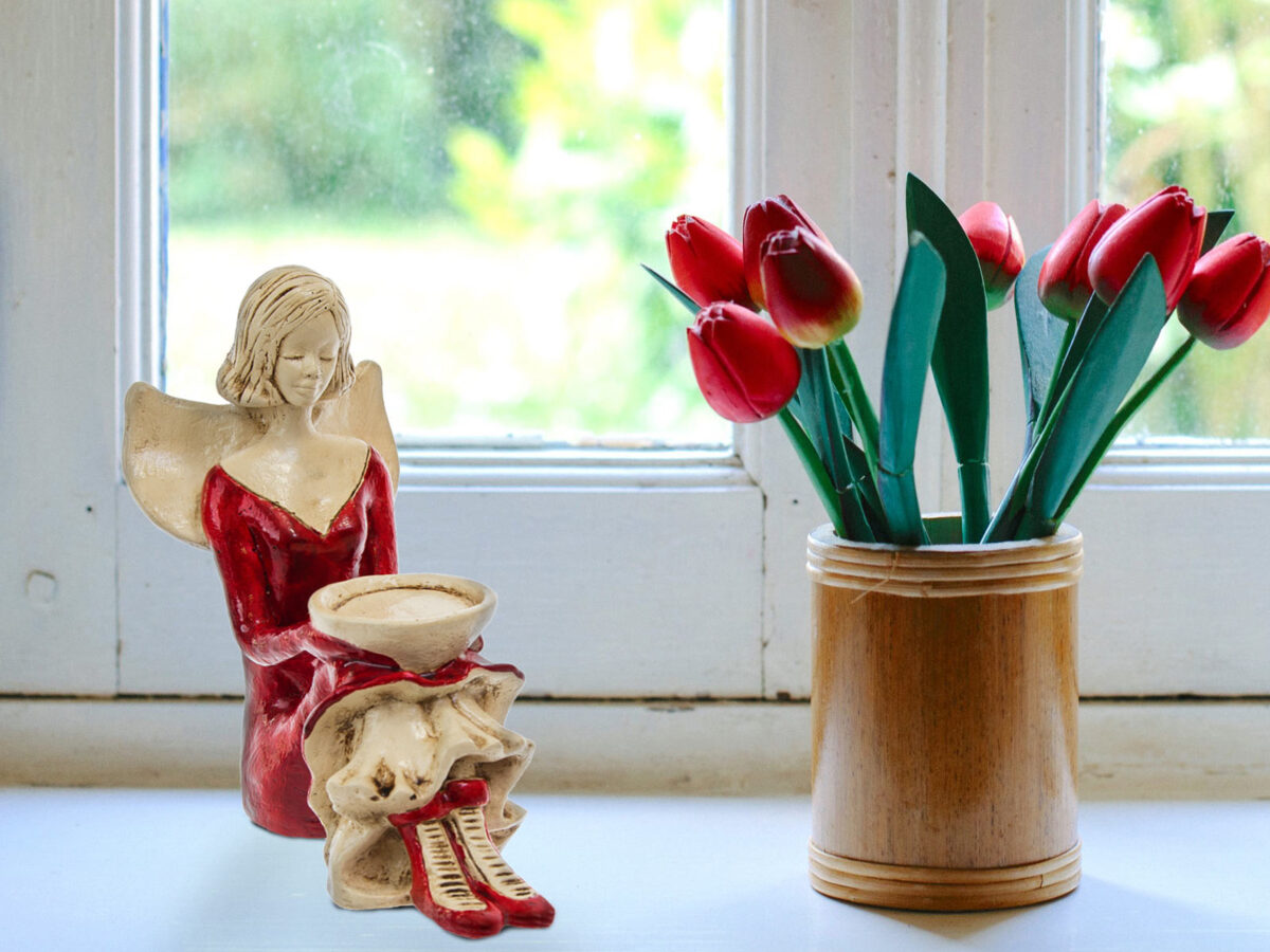Aniołek Marion (Czerwony) - 15 cm figurka dekoracyjna gipsowa