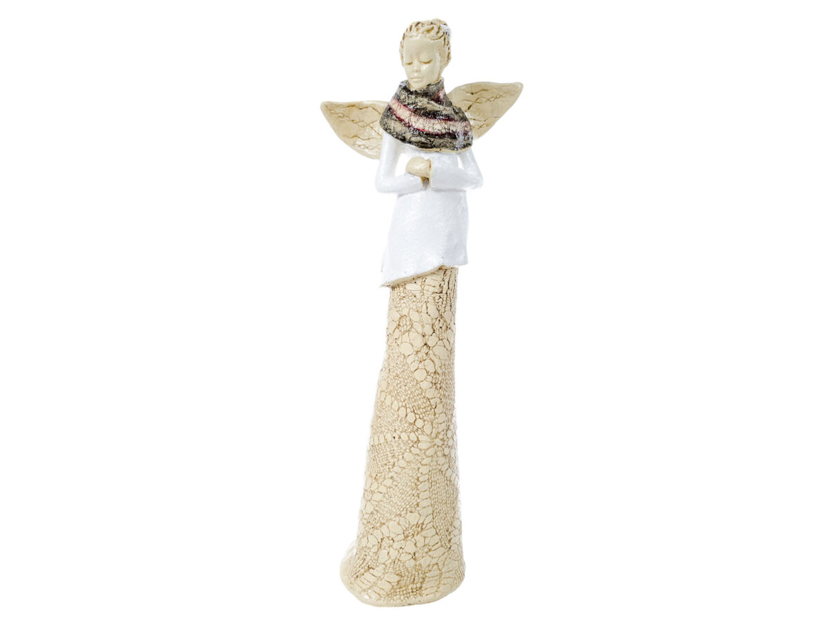 Anioł Catherine (Biały) - 35 x 15 cm figurka dekoracyjna gipsowa