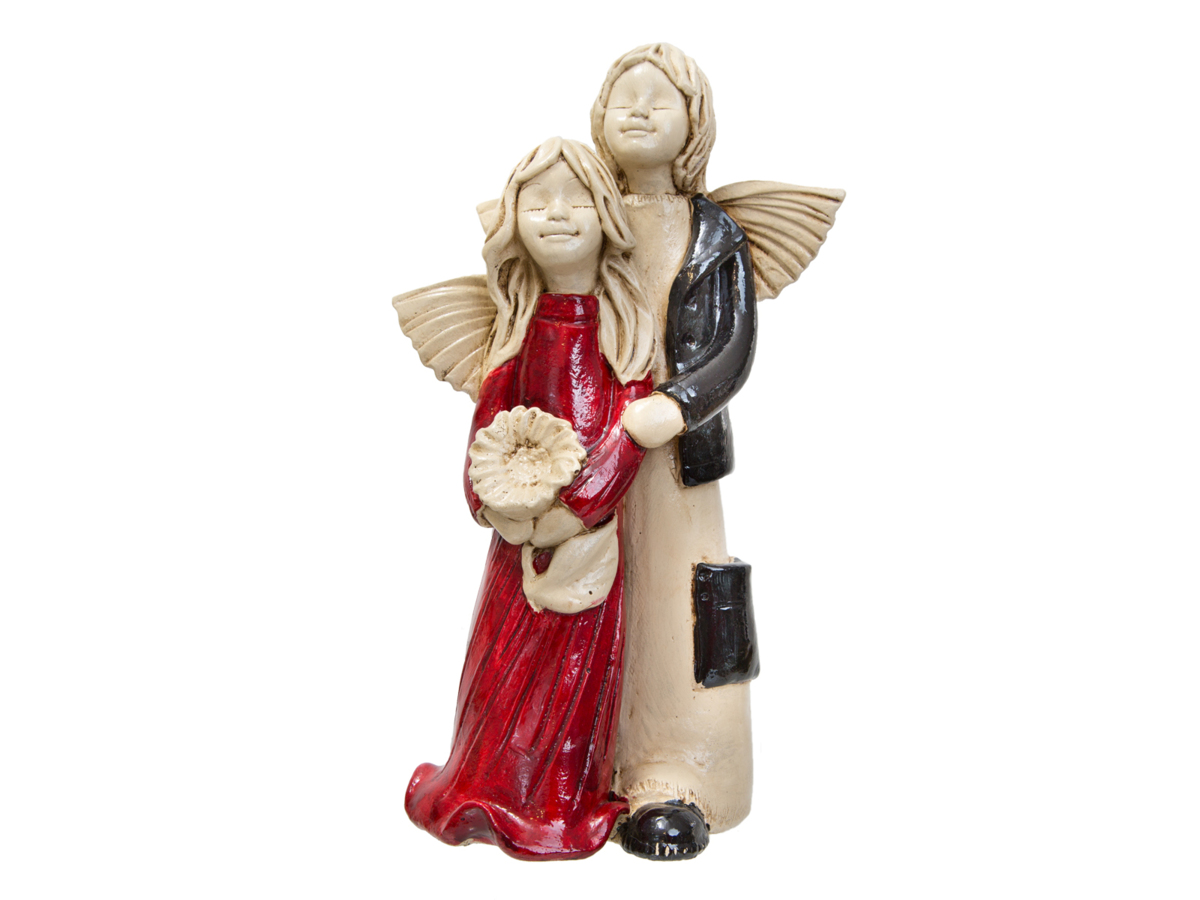 Anioł Allen & Alice (Czerwony) - 25 x 14 cm figurka dekoracyjna gipsowa