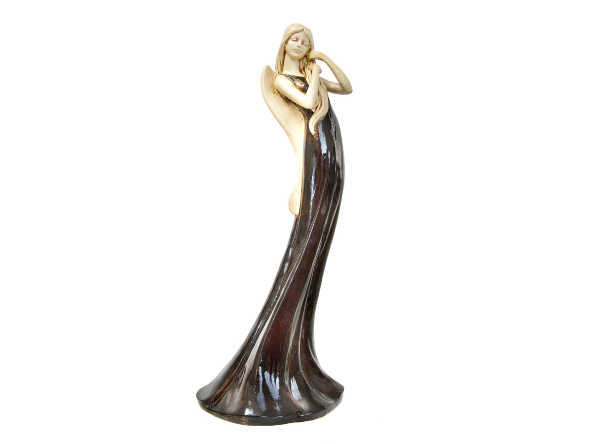 Anioł Elise (Brązowy) - 35 x 15 cm figurka dekoracyjna gipsowa